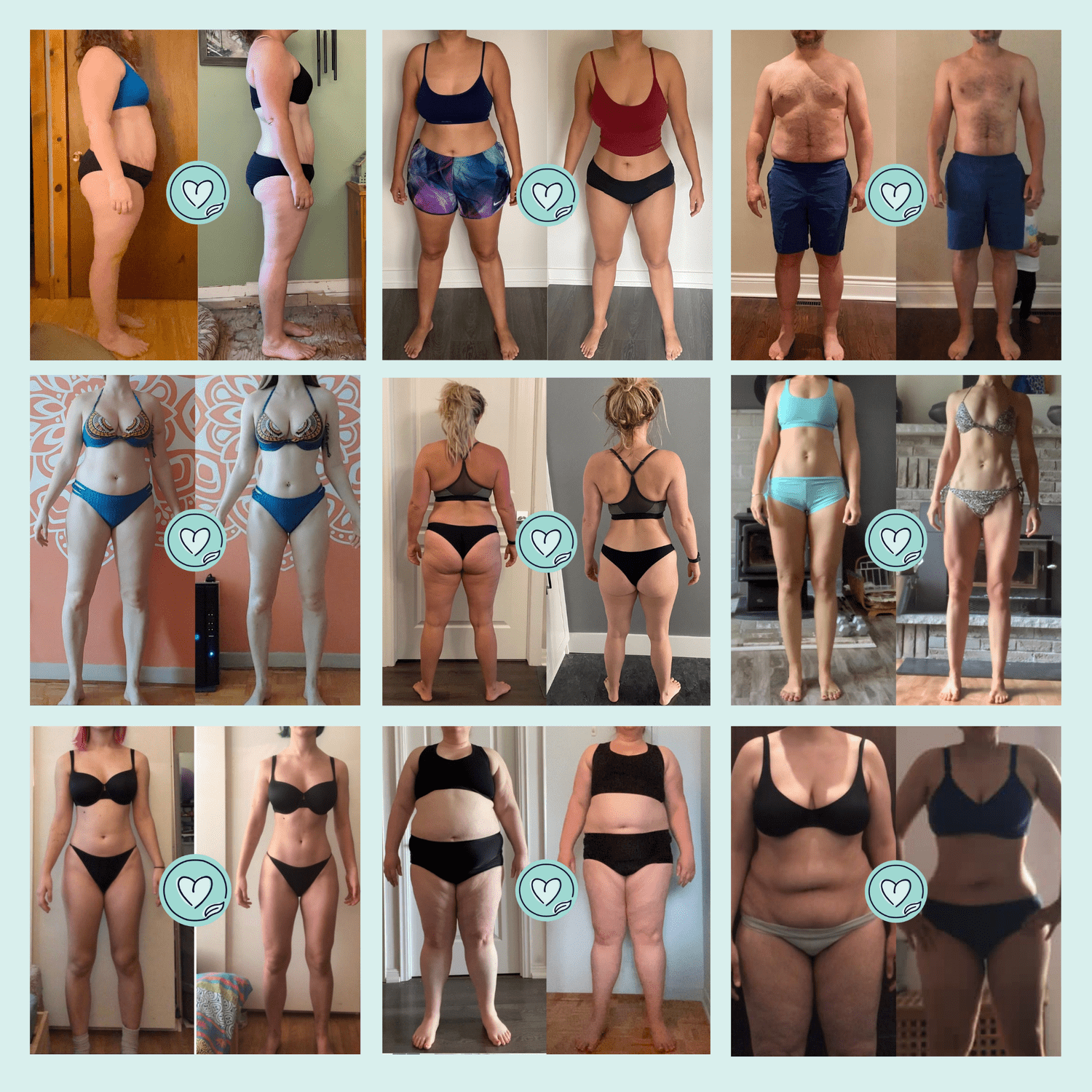 grid of people who have went through nutrition counseling and their results